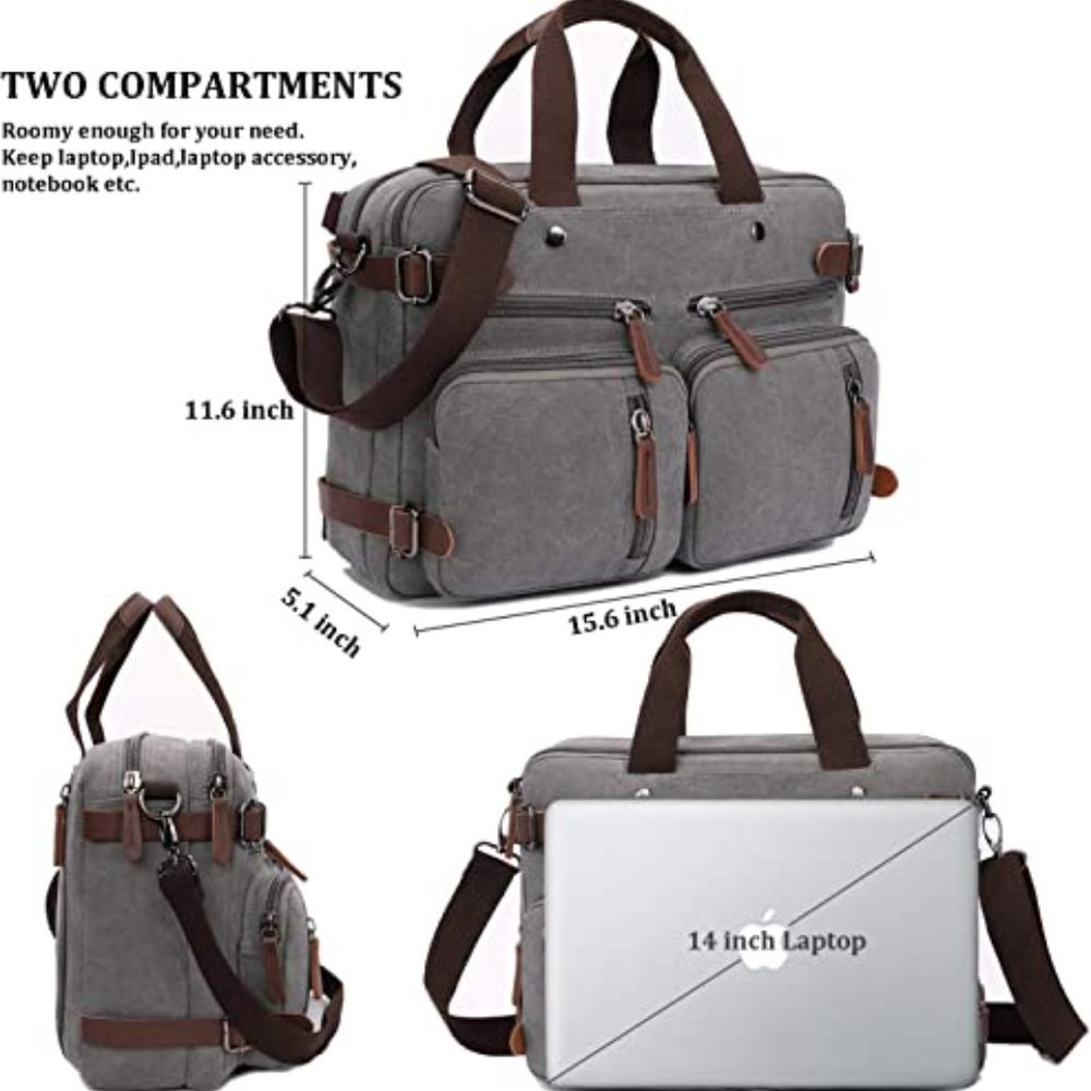 Convertible Laptop Backpack 17.3 Inch Messenger Bag for Men/Women